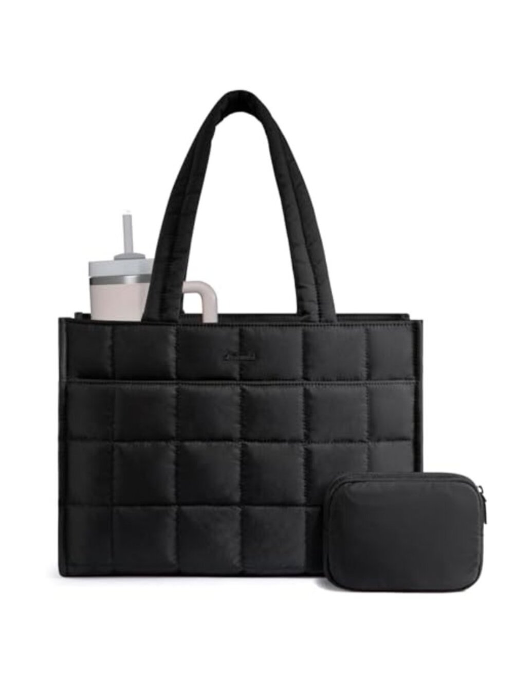 Lightweight Puffer Laptop Tote Bag 15.6 Inch Water-Resistant Work Handbag